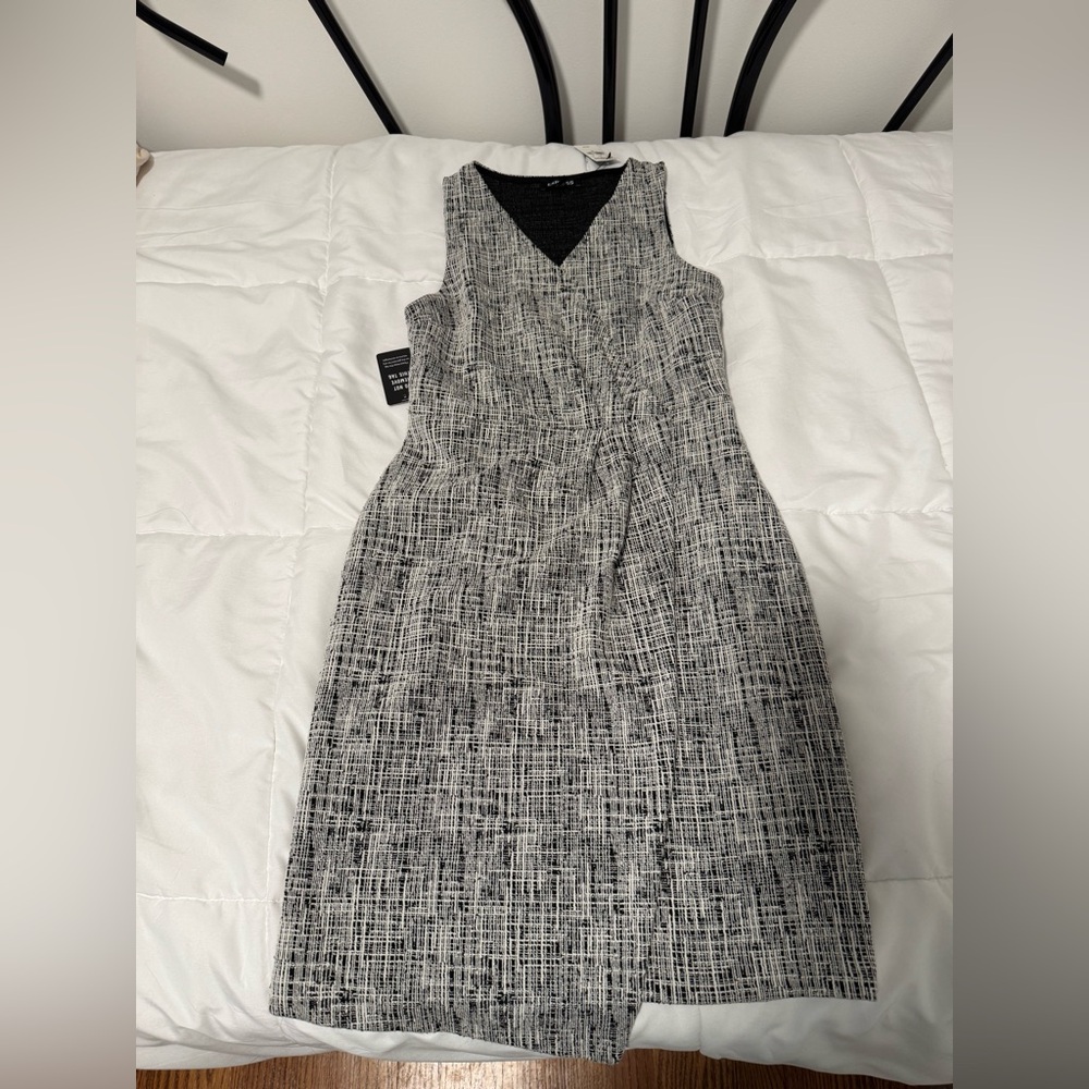 Express Black and White Textured Midi Dress